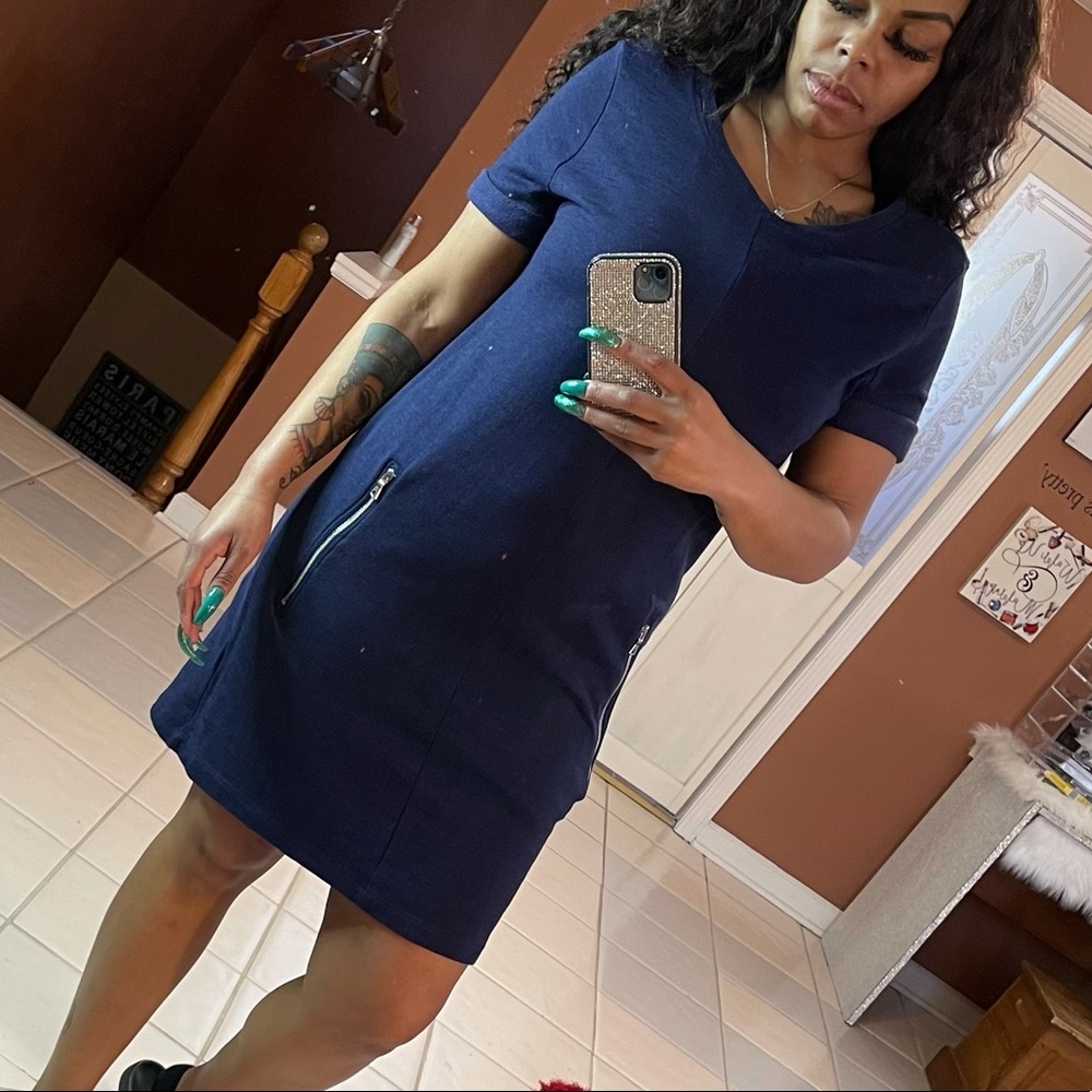 Navy blue sheath dress with pockets!!
